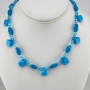 Blue Beaded Necklace Fashion Jewelry Costume Accessories‎